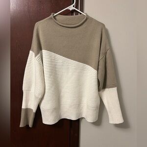 Two-Tone Beige and White Women's Sweater